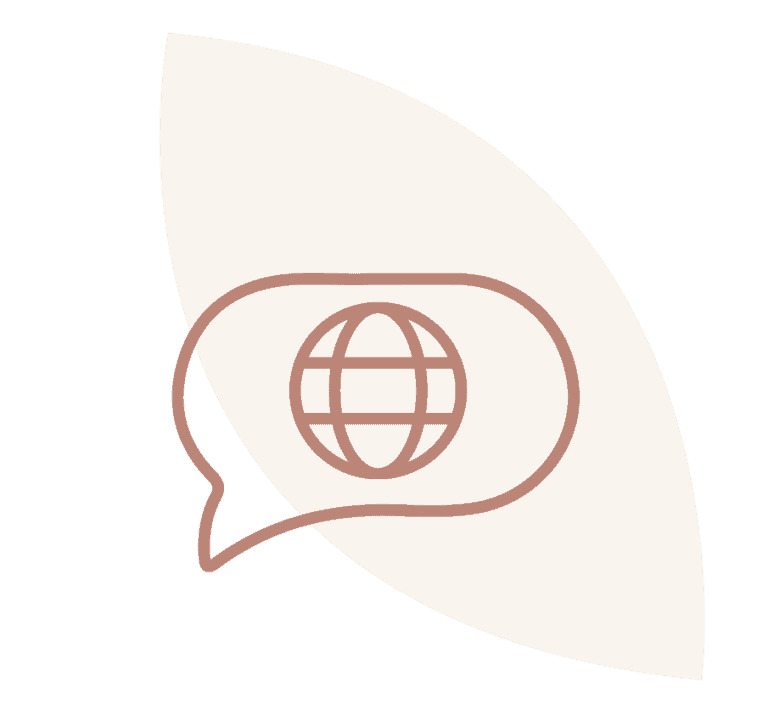 Icon of a globe inside a speech bubble for memorial sharing.