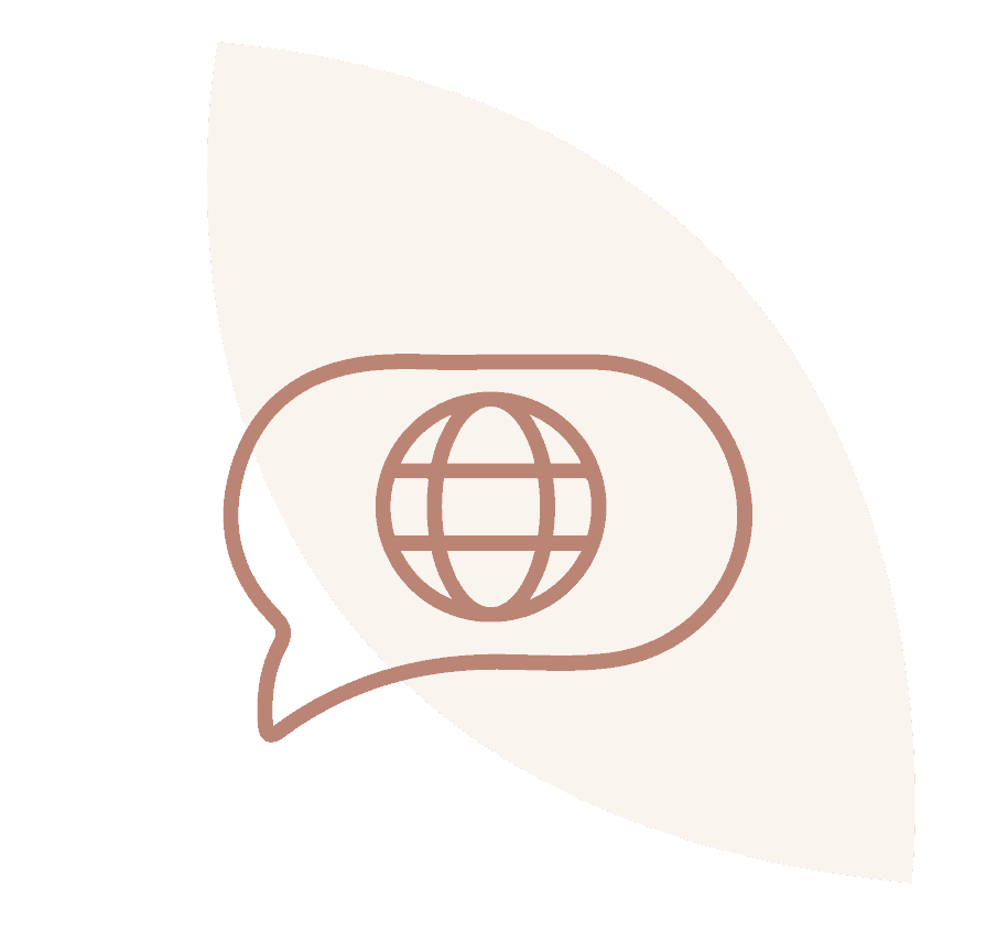 Icon of a globe inside a speech bubble for memorial sharing.