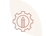 Illustration of a gear with a pencil inside, symbolizing memorial creation.